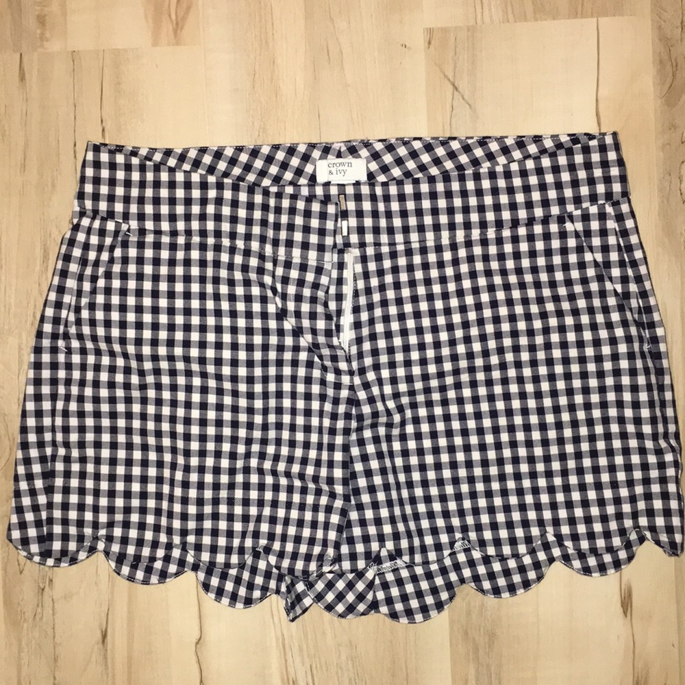 Crown and Ivy Blue and White Gingham Shorts